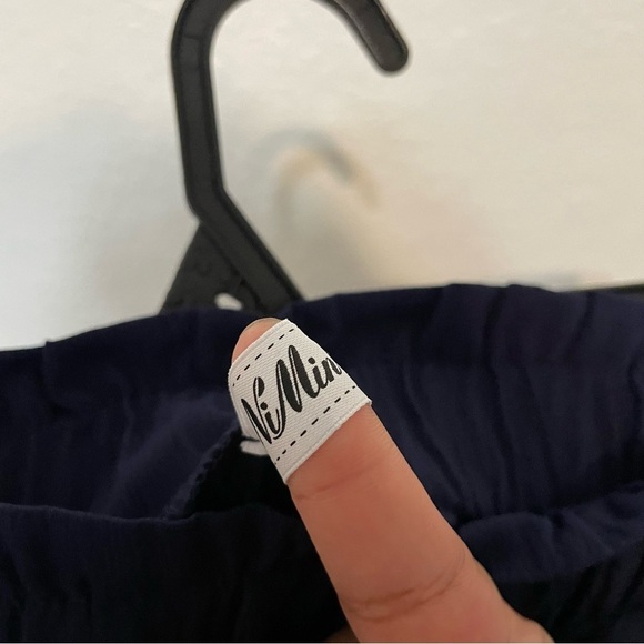 NiMin navy wide leg pull on high waisted pants size L business casual feminine - Picture 9 of 12